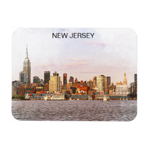 New Jersey City Panorama View Magnet