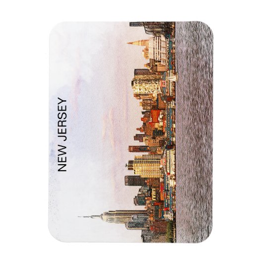 New Jersey City Panorama View Magnet (Vertikal)