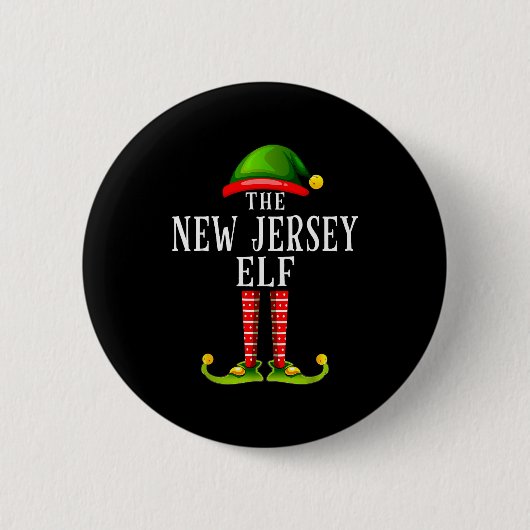 New Jersey Elf Christmas Matching Family Group Pjs Button (Vorderseite)