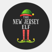New Jersey Elf Christmas Matching Family Group Pjs Runder Aufkleber (Vorderseite)