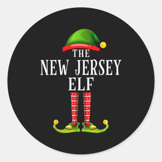 New Jersey Elf Christmas Matching Family Group Pjs Runder Aufkleber (Vorderseite)