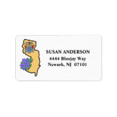 New Jersey Flag & Blume Blue Violet Custom Adressaufkleber (Vorne)