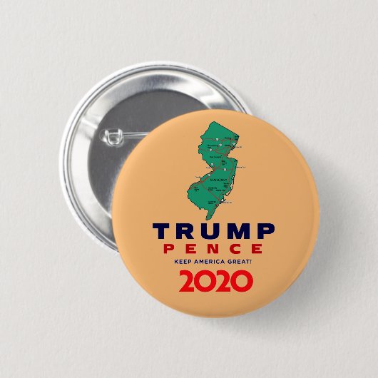 New Jersey für Trump Pence 2020 Button (Vorne & Hinten)