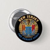 NEW JERSEY GARDEN STAAT FLAG BUTTON (Vorne & Hinten)