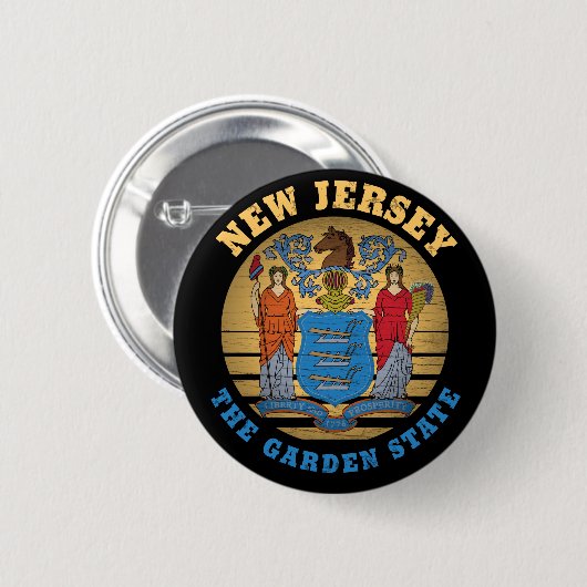 NEW JERSEY GARDEN STAAT FLAG BUTTON (Vorne & Hinten)