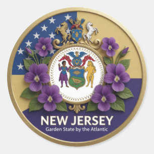 New Jersey Garden State-Erbe 🌿 Runder Aufkleber