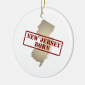New-Jersey geboren - Briefmarke auf Karte Keramik Ornament (Links)