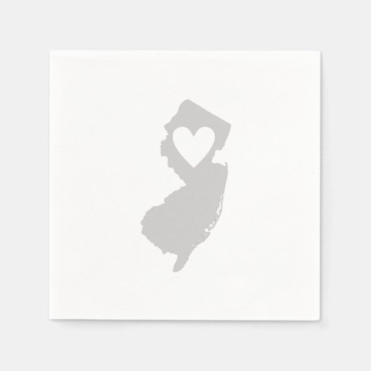 New Jersey Gray Map Shape Heart Cutout Paper Party Serviette (Vorderseite)