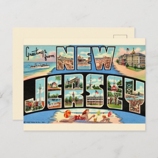 New Jersey Greetings Vintag Postcard Postkarte (Vorne/Hinten)