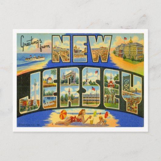 New Jersey-Grüße von US-Staaten Postkarte (Vorderseite)