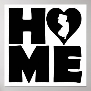 New Jersey Home Heart State Poster Schild