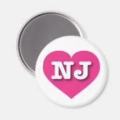 New Jersey Hot Pink Heart - I Liebe NJ Magnet (Vorderseite/Rückseite)