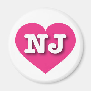 New Jersey Hot Pink Heart - I Liebe NJ Magnet