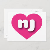 New Jersey Hot Pink heart - I Liebe nj Postkarte (Vorne/Hinten)