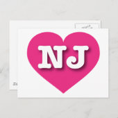 New Jersey Hot Pink Heart - I Liebe NJ Postkarte (Vorne/Hinten)
