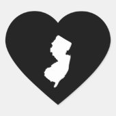 New Jersey in Weiß und Schwarz Herz-Aufkleber (Vorderseite)