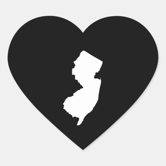 New Jersey in Weiß und Schwarz Herz-Aufkleber (Vorderseite)