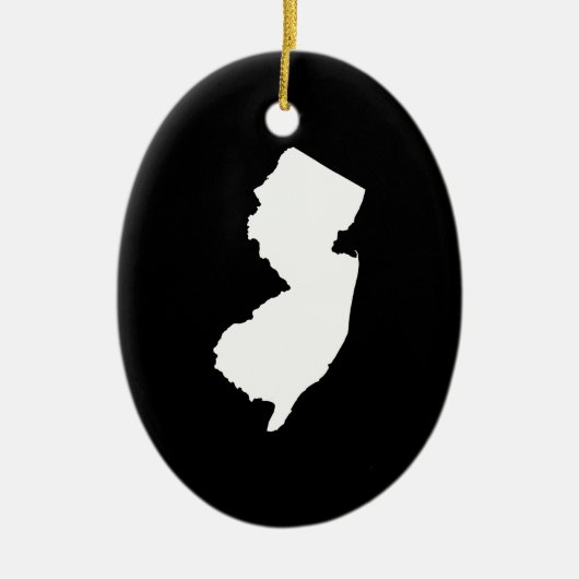 New Jersey in Weiß und Schwarz Keramik Ornament (Vorne)