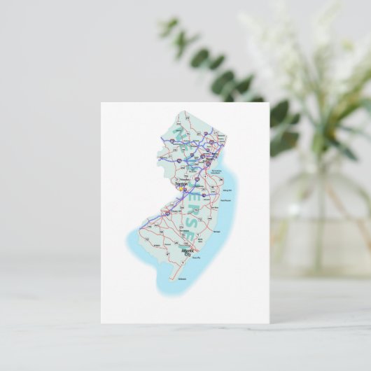 New Jersey Interstate Map Postcard Postkarte (Stehend Vorderseite)