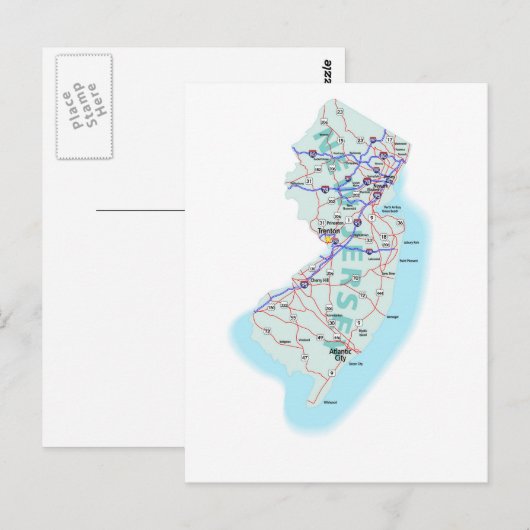 New Jersey Interstate Map Postcard Postkarte (Vorne/Hinten)