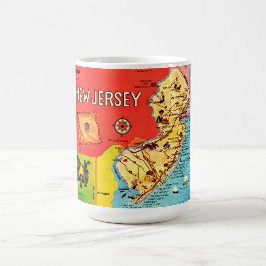 New-Jersey-Karte der Strände Kaffeetasse (Mittel)