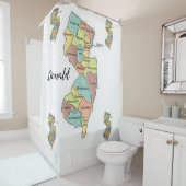 New Jersey Karte Landkreise mit weißem Duschvorhan Duschvorhang (Beispiel)