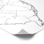 New Jersey Landkreises Blank Kontur Map Poster (Ecke)