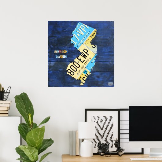 New Jersey License Plate Map Poster (Heimbüro)