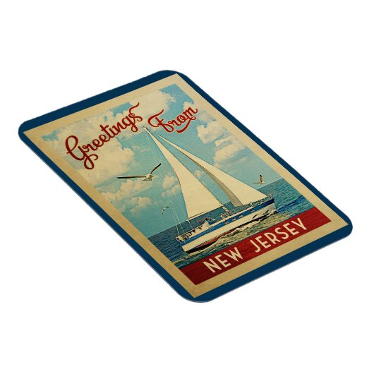 New Jersey Magnet Sailboat Vintage Travel (Rechte Seite)