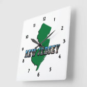 New Jersey Map and Picture Text Clock Quadratische Wanduhr (Winkel)