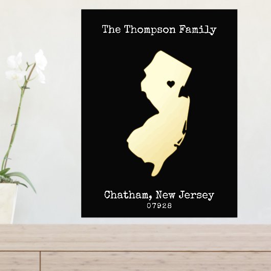 New Jersey Map Custom Familienname Foliendrucke (In Situ (Eingangstisch))