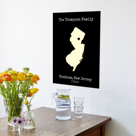 New Jersey Map Custom Familienname Foliendrucke (Ablage(Küche))