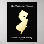 New Jersey Map Custom Familienname Foliendrucke (Vorderseite)