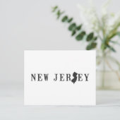 New Jersey Map Shaped Letter Staat Word Art Black Postkarte (Stehend Vorderseite)