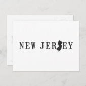 New Jersey Map Shaped Letter Staat Word Art Black Postkarte (Vorne/Hinten)