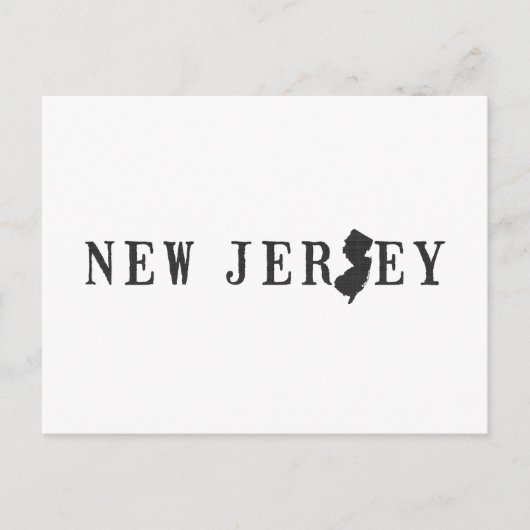 New Jersey Map Shaped Letter Staat Word Art Black Postkarte (Vorderseite)
