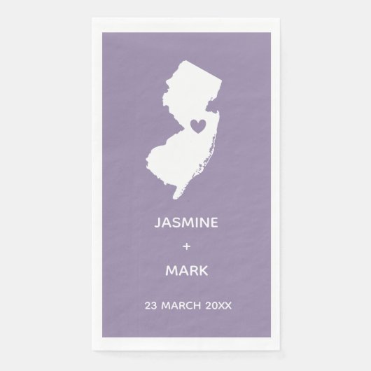 New Jersey Map Wedding/Verlobung Couple Name Serviette (Vorderseite)