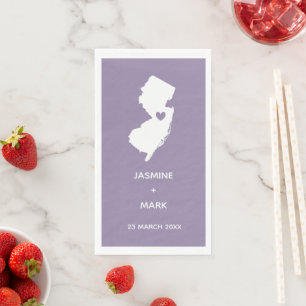 New Jersey Map Wedding/Verlobung Couple Name Serviette