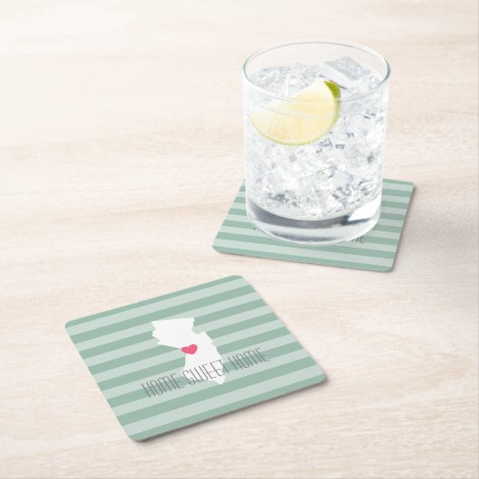 New Jersey Map Zuhause Staat Liebe mit benutzerdef Rechteckiger Pappuntersetzer (Vor Ort)