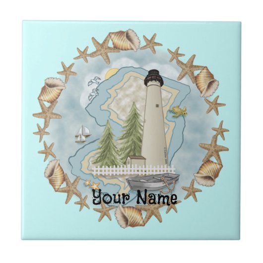 New Jersey Muscheln Lighthouse Tile Fliese (Vorderseite)