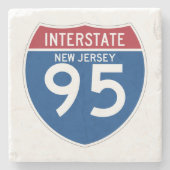 New-Jersey NJ I-95 Autobahn-Schild - Steinuntersetzer (Vorderseite)