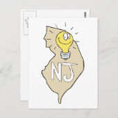 New Jersey NJ Map mit lustigem Light Bulb Cartoon Postkarte (Vorne/Hinten)