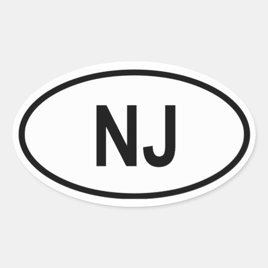 New Jersey "NJ" Ovaler Aufkleber (Vorderseite)