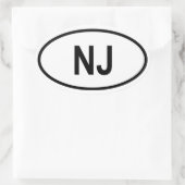 New Jersey "NJ" Ovaler Aufkleber (Tasche)