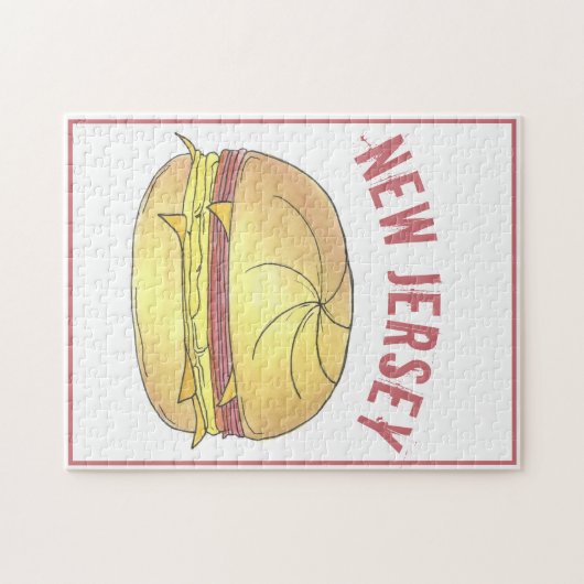 New Jersey NJ Pork Roll Ham Egg Breakfast Sandwich Puzzle (Horizontal)