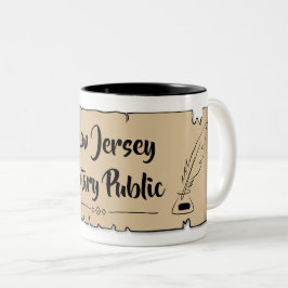 New Jersey Notary Public Scroll Feather Quill Zweifarbige Tasse