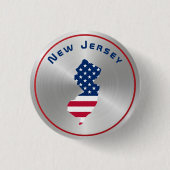 New Jersey Patriotic Map American Flag Button (Vorderseite)