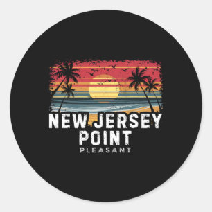 New Jersey Point Pleasant Surfbrett Strand Runder Aufkleber