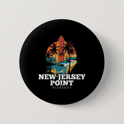 New Jersey Point Pleasant Surfbrett Surfen Retro Button (Vorderseite)
