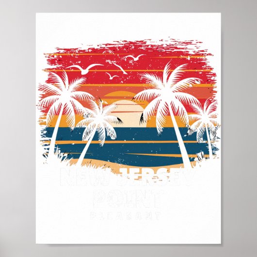 New Jersey Point Pleasant Surfer Palmbaum So Poster (Vorne)